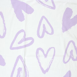 Baumwolljersey Pastellherzen - creme