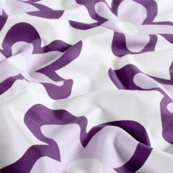 Baumwolljersey lila Blumen - creme