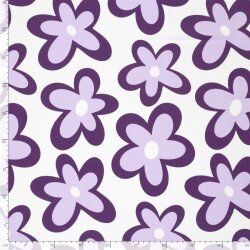 Baumwolljersey lila Blumen - creme