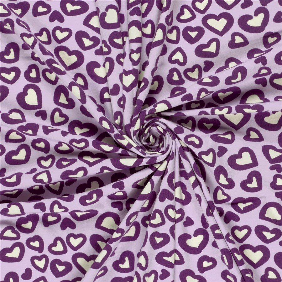 Baumwolljersey Herzregen - helllila