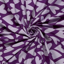 Baumwolljersey Herzen - lila