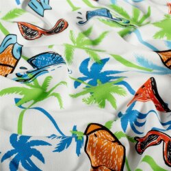 Baumwolljersey buntes Strandleben - creme