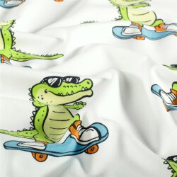 Baumwolljersey skatende Krokodile - creme