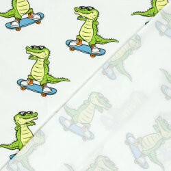 Baumwolljersey skatende Krokodile - creme