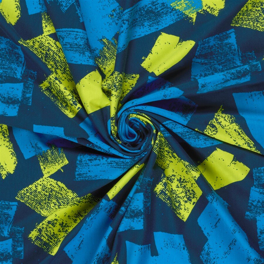 Baumwolljersey breite Pinselstriche- dunkelblau