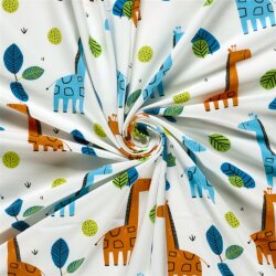 Baumwolljersey bunte Giraffen - creme
