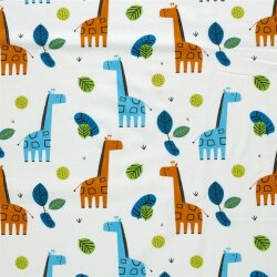 Baumwolljersey bunte Giraffen - creme