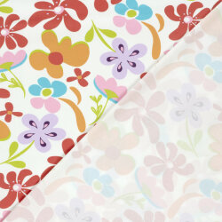 Baumwolljersey bunte Blumenwelt - creme