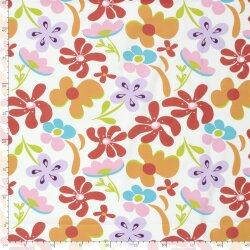 Baumwolljersey bunte Blumenwelt - creme