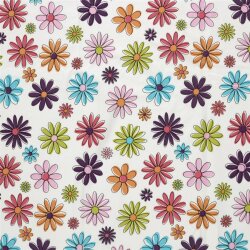 Baumwolljersey ausgemalte Blumen - creme