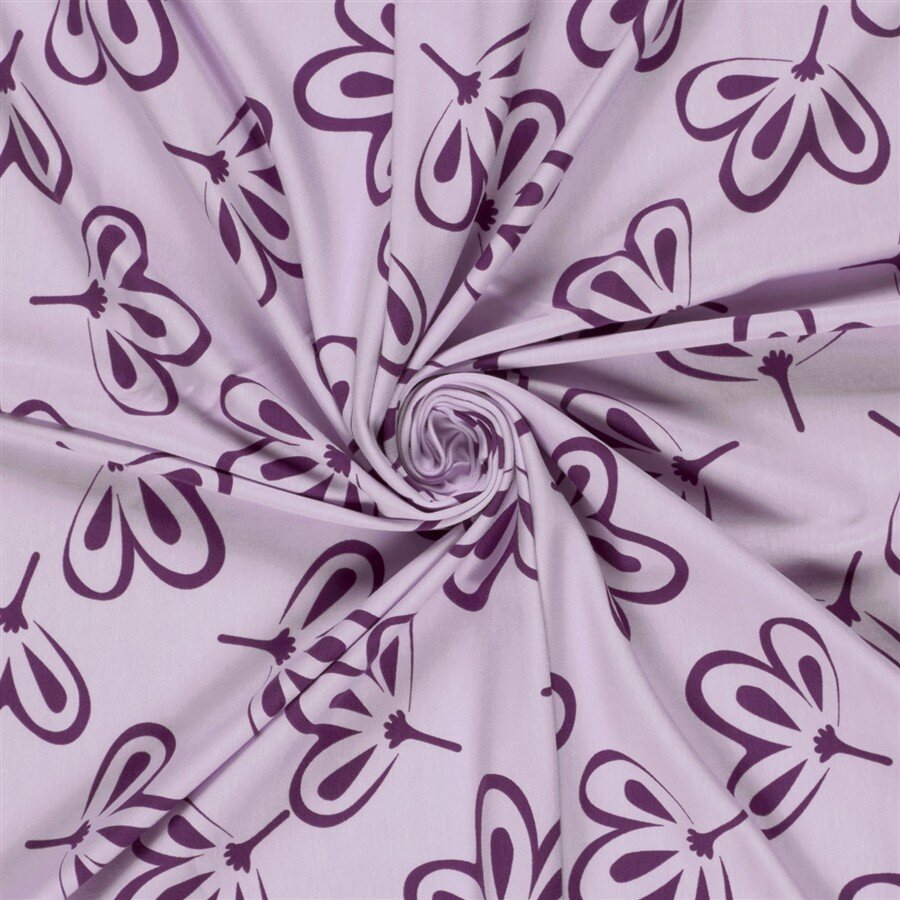 Baumwolljersey lila Blumen - helllila
