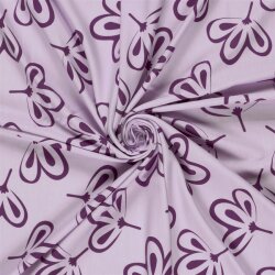 Baumwolljersey lila Blumen - helllila