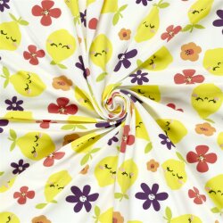 Baumwolljersey glückliche Zitronen - creme