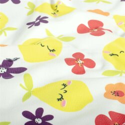 Baumwolljersey glückliche Zitronen - creme