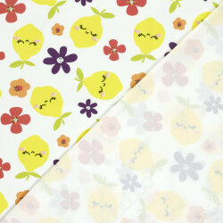 Baumwolljersey glückliche Zitronen - creme