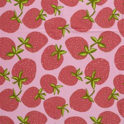 Baumwolljersey große Erdbeeren - rosa