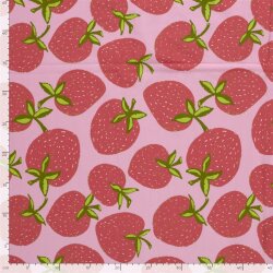 Baumwolljersey große Erdbeeren - rosa