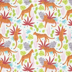 Baumwolljersey Leo im Urwald - creme
