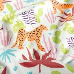 Baumwolljersey Leo im Urwald - creme