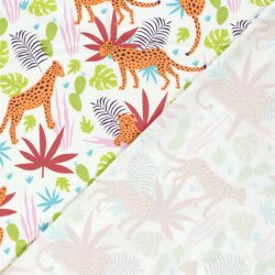Baumwolljersey Leopard im Urwald - creme