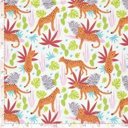 Baumwolljersey Leopard im Urwald - creme