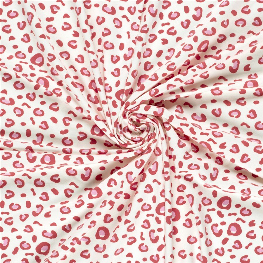 Baumwolljersey Leo - creme/rot