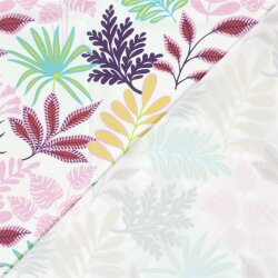 Baumwolljersey bunte Blätter - creme