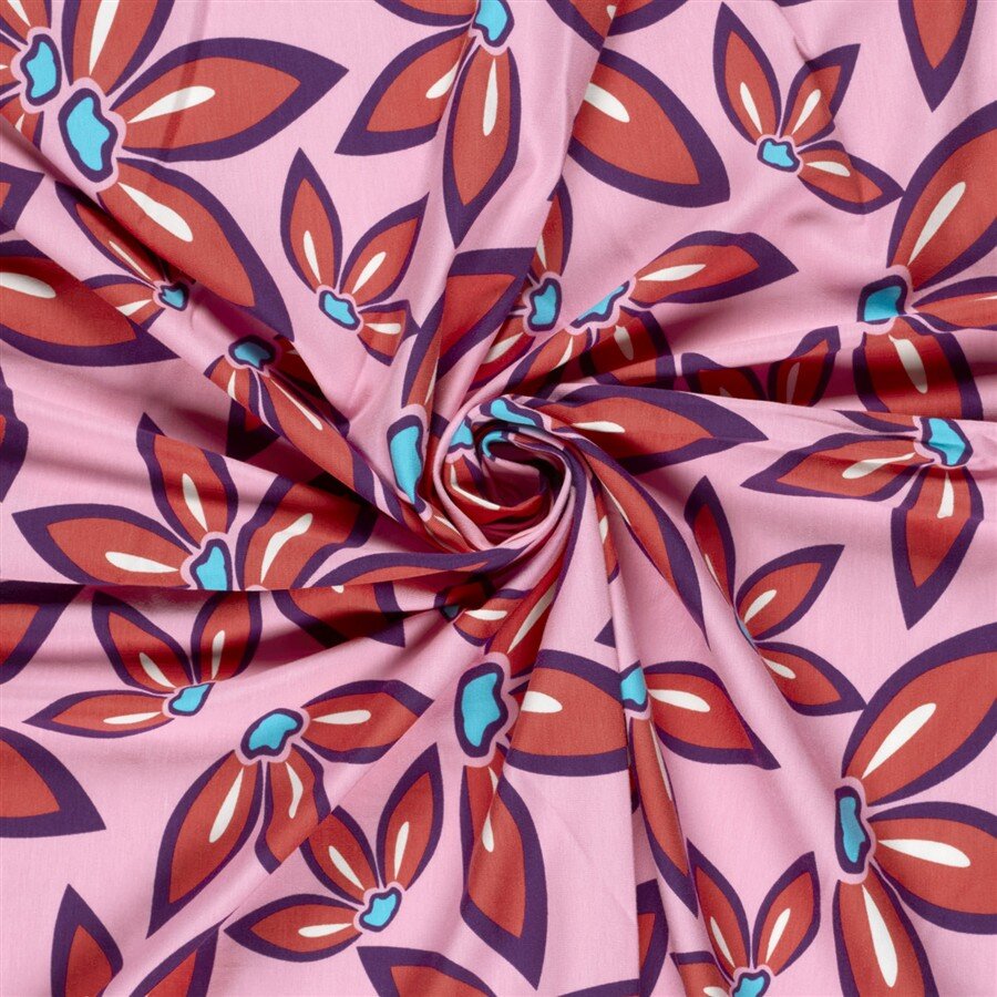 Baumwolljersey große Blüten - rosa