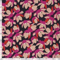 Baumwollsatin Blumen - schwarz