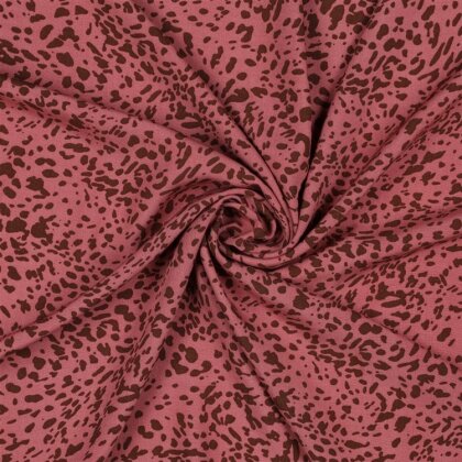 0,7 Meter - Viskose Popeline Leoflecken - dunkelrosa