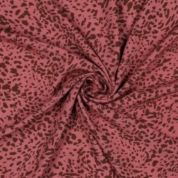 0,7 Meter - Viskose Popeline Leoflecken - dunkelrosa