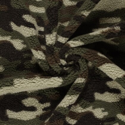 0,65 Meter - Teddystoff Camouflage - oliv
