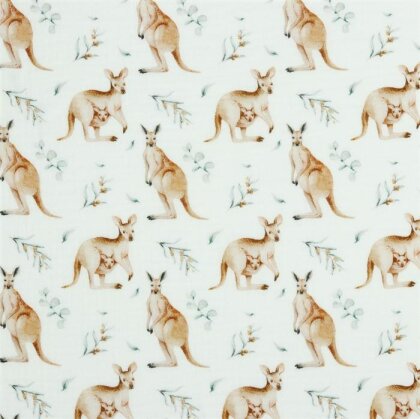 0,95 Meter - Musselin Digital KANGAROO - weiß