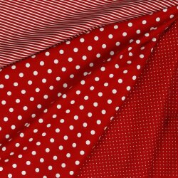 2 Meter - Baumwollpopeline 2mm Punkte - rot