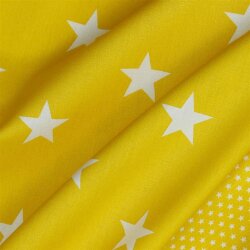 1,4 Meter - Baumwollpopeline 33mm Sterne - sommergelb