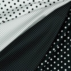 1,9 Meter - Baumwollpopeline 8mm Punkte - schwarz
