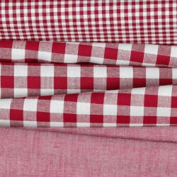 2 Meter - Baumwollpopeline garngefärbt - Vichy Karo 10mm *Vera* - beere