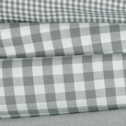 1 Meter - Baumwollpopeline garngefärbt - Vichy Karo 10mm *Vera* - grau