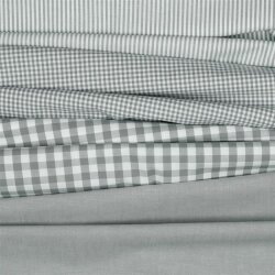 1 Meter - Baumwollpopeline garngefärbt - Vichy Karo 10mm *Vera* - grau