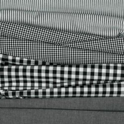 1 Meter - Baumwollpopeline garngefärbt - Vichy Karo 10mm *Vera* - schwarz
