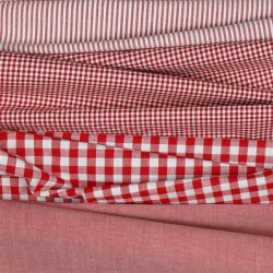 2 Meter - Baumwollpopeline garngefärbt - Vichy Karo 10mm *Vera* - rot