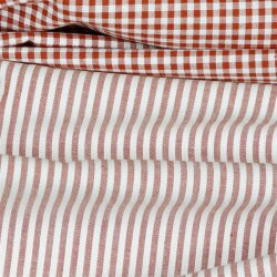 2 Meter - Baumwollpopeline Streifen 3mm, garngefärbt - terrakotta