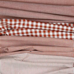 2 Meter - Baumwollpopeline Streifen 3mm, garngefärbt - terrakotta