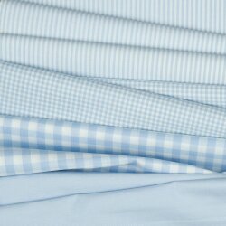 2 Meter - Baumwollpopeline Streifen 3mm, garngefärbt - hellblau