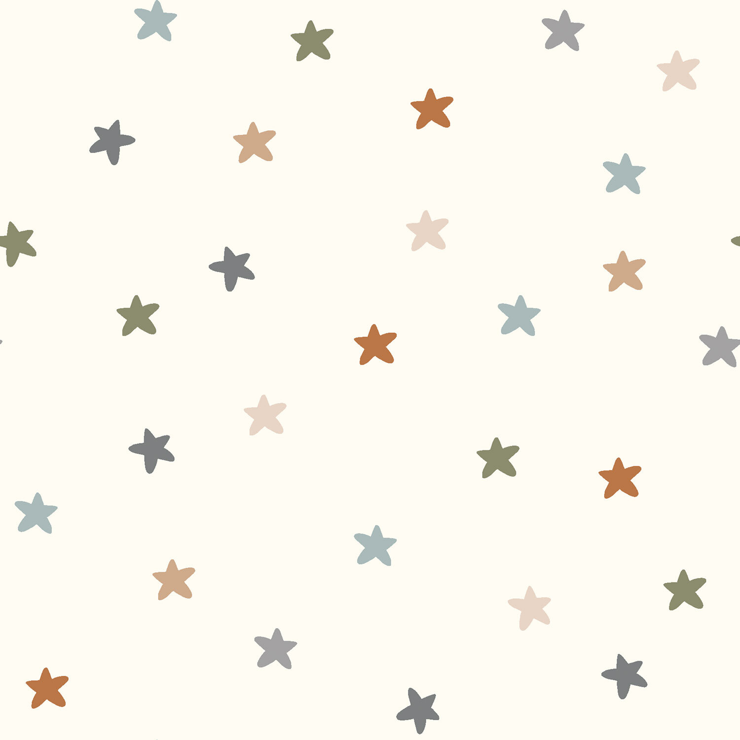 0,8 Meter - Baumwollpopeline bunte Sterne - creme