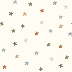 0,8 Meter - Baumwollpopeline bunte Sterne - creme