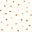 0,8 Meter - Baumwollpopeline bunte Sterne - creme