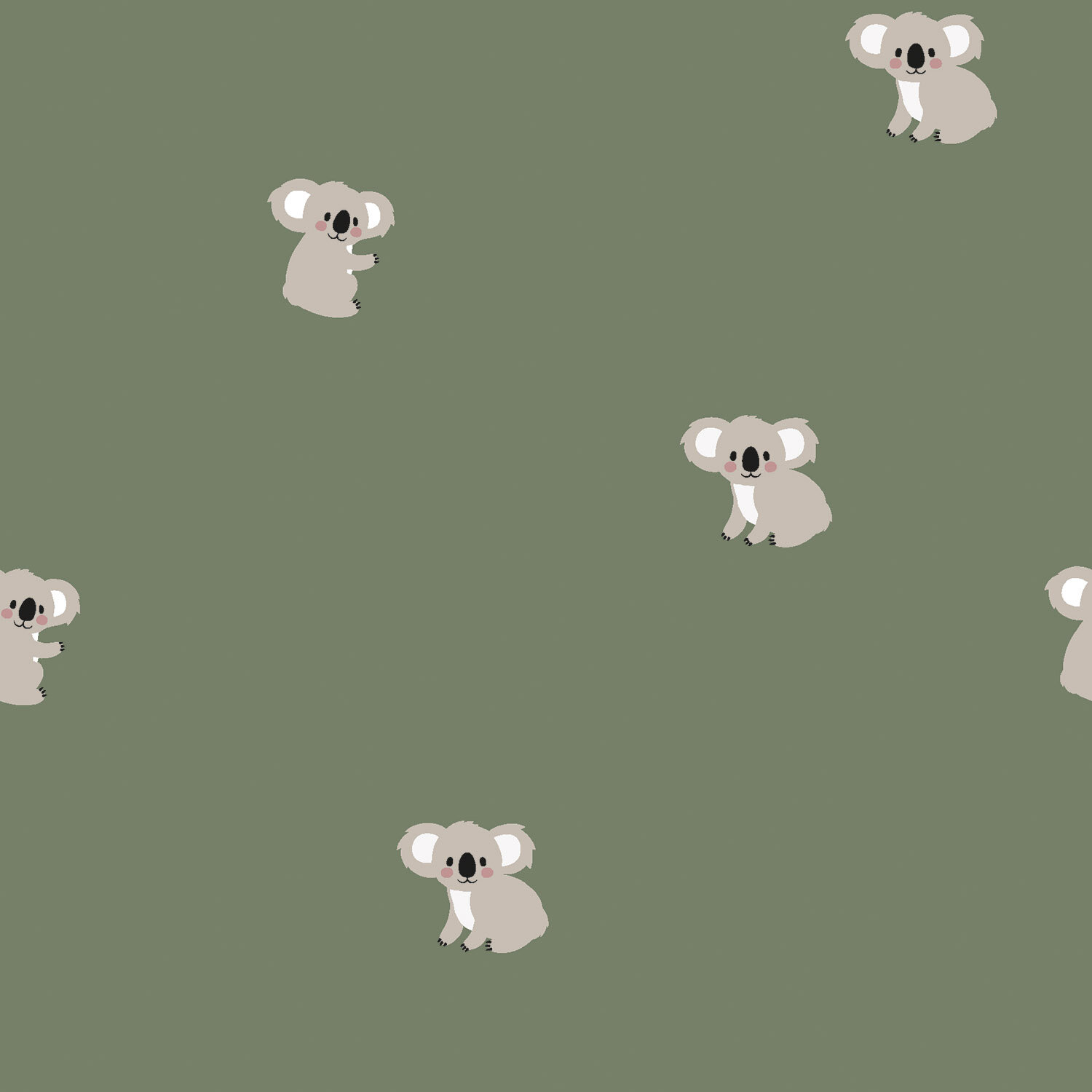 0,9 Meter - Baumwollpopeline süsser Koala - oliv