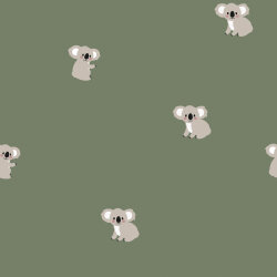 0,9 Meter - Baumwollpopeline süsser Koala - oliv
