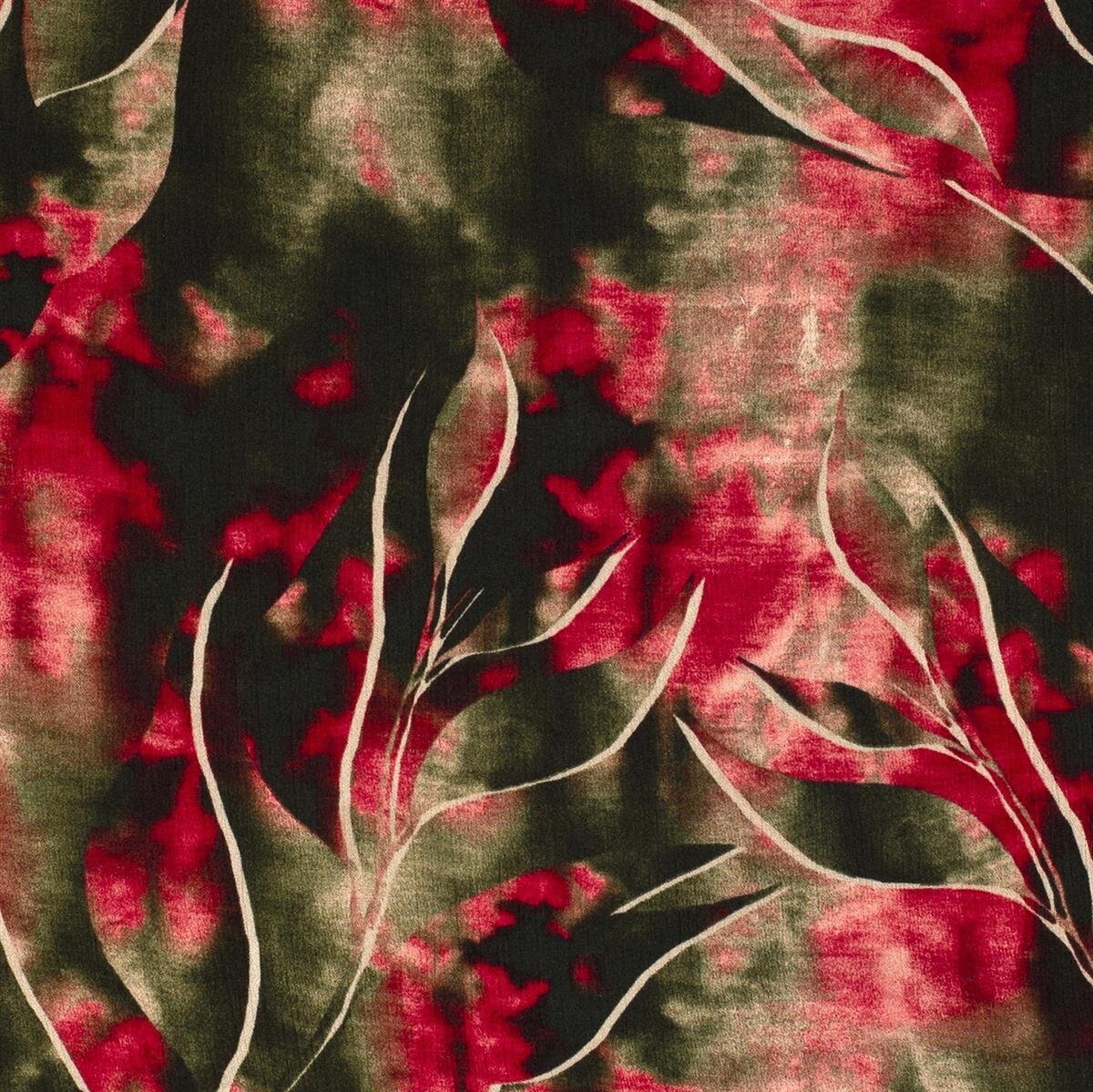 0,9 Meter - Viskose Crêpe Blätter - dunkelgrün